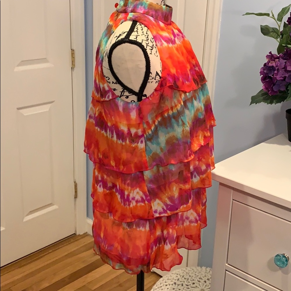 NY Collection Multi Tiered Sun Blouse - Picture 2 of 7